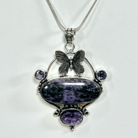Jewelry - Charoite 925 🦋 Butterfly Gemstone Pendant